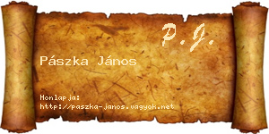 Pászka János névjegykártya