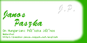 janos paszka business card